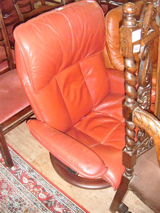 Vintage revolving leather armchair(-)